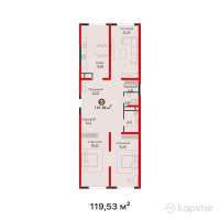 ЖК Kosmonavtova — 3-ком 119,5 м² (от 155 389 000 тг)