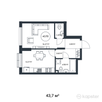 ЖК Munar Tau — 1-ком 43,7 м² (от 32 993 500 тг)