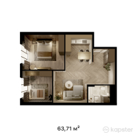 ЖК La Mer — 3-ком 63,7 м² (от 22 298 500 тг)
