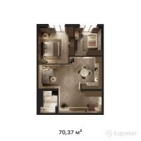 ЖК La Mer — 3-ком 70,4 м² (от 24 629 500 тг)