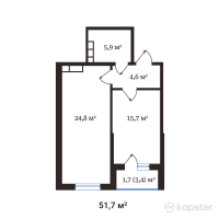 ЖК Buta Legend — 2-ком 51,7 м² (от 29 512 014 тг)