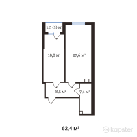 ЖК Buta Legend — 2-ком 62,4 м² (от 32 385 038 тг)