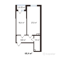 ЖК Buta Flame — 2-ком 68,4 м² (от 32 353 200 тг)