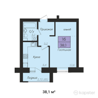 ЖК Сиреневый сад — 1-ком 38,1 м² (null)