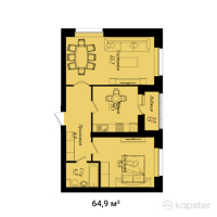 ЖК Gala One — 2-ком 64,9 м² (null)