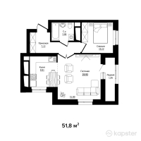 ЖК Inju Arena 2 — 2-ком 51,8 м² (null)