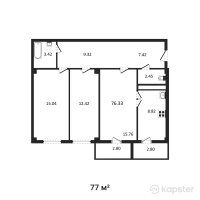 ЖК Qaratau — 3-ком 77 м² (от 26 180 000 тг)