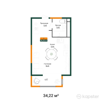ЖК Mereke — 1-ком 34,2 м² (от 18 205 040 тг)