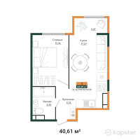 ЖК Mereke — 1-ком 40,6 м² (от 22 437 025 тг)