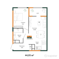 ЖК Mereke — 1-ком 44,1 м² (от 22 437 025 тг)