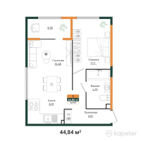 ЖК Mereke — 1-ком 44,8 м² (от 24 774 100 тг)