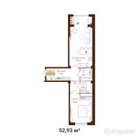 ЖК История — 1-ком 52,9 м² (от 31 758 000 тг)