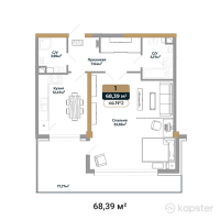 ЖК Royal Time — 1-ком 68,4 м² (от 72 766 960 тг)