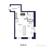 ЖК Bastion — 1-ком 46,8 м² (от 18 720 000 тг)