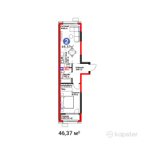 ЖК Arena City. Balance — 2-ком 46,4 м² (от 34 054 128 тг)