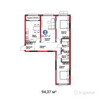 ЖК Arena City. Balance — 3-ком 94,4 м² (от 65 681 520 тг)