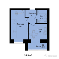 ЖК Galaxy Star — 1-ком 34,3 м² (null)