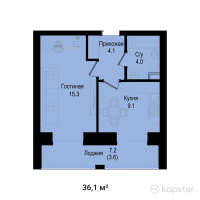 ЖК Galaxy Star — 1-ком 36,1 м² (null)