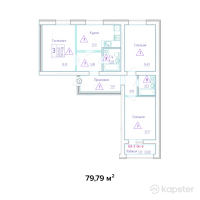 ЖК RAIYMBEK — 3-ком 79.8 м² (от 33,511,800 тг)