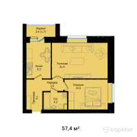 ЖК Galaxy Star — 2-ком 57,4 м² (null)