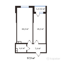 ЖК Buta Legend — 2-ком 57,9 м² (от 33 292 500 тг)