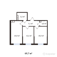 ЖК Buta Legend — 2-ком 69,7 м² (от 39 380 500 тг)