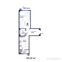 ЖК Zhas Qanat — 1-ком 49,2 м² (от 19 441 900 тг)