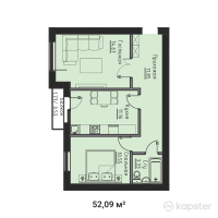 КГ Kainar Village — 2-ком 52,1 м² (от 16 668 800 тг)