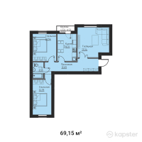 КГ Kainar Village — 3-ком 69,2 м² (от 22 128 000 тг)