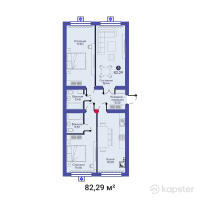 ЖК Asar House IV — 3-ком 82,3 м² (от 32 093 100 тг)