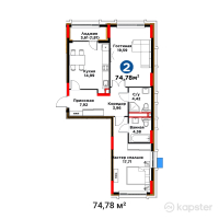 ЖК Capital Park Vector — 2-ком 74,8 м² (от 63 685 181 тг)
