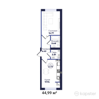 ЖК Zhanuya — 1-ком 45 м² (от 16 950 313 тг)