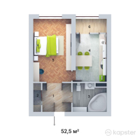ЖК КӨКТЕМ — 1-ком 52,5 м² (null)