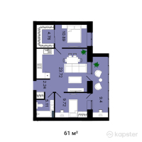 ЖК Nova Ribat — 2-ком 61 м² (null)