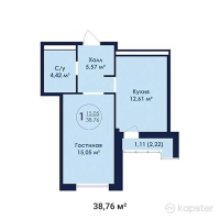 ЖК Turan Plaza — 1-ком 38,8 м² (null)