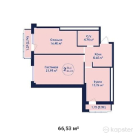 ЖК Turan Plaza — 2-ком 66,5 м² (null)
