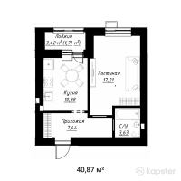 ЖК Aisafa — 1-ком 40,9 м² (от 24 726 350 тг)