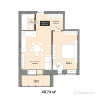 ЖК Aiteke Bi Residence — 1-ком 48,7 м² (null)