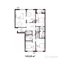 ЖК Sanara — 4-ком 140,7 м² (от 101 993 000 тг)