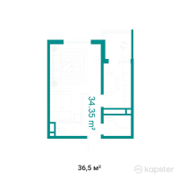 ЖК Kokjiek City — 1-ком 36,5 м² (от 18 980 000 тг)