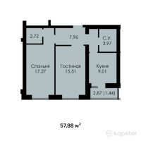 ЖК Inju City — 2-ком 57.9 м² (от 27,782,400 тг)