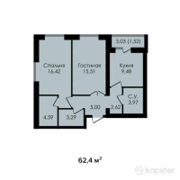 ЖК Inju City — 2-ком 62.4 м² (от 29,952,000 тг)