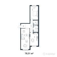 ЖК Munar Tau — 2-ком 78,5 м² (от 60 060 150 тг)