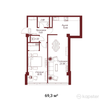 ЖК Melody — 2-ком 69,3 м² (от 40 887 000 тг)