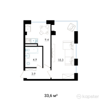 ЖК Batys Park — 1-ком 33,6 м² (от 14 297 000 тг)