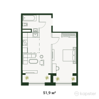 ЖК Vertex Garden — 1-ком 51,9 м² (null)