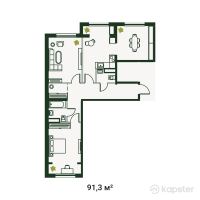 ЖК Vertex Garden — 2-ком 91,3 м² (null)