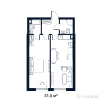 ЖК Status 2.0 — 1-ком 51,5 м² (от 57 000 200 тг)