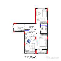ЖК UIA. BIRLIK — 3-ком 67,8 м² (от 34 754 432 тг)