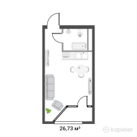ЖК Korkem Akkent — 1-ком 26,7 м² (от 15 503 400 тг)